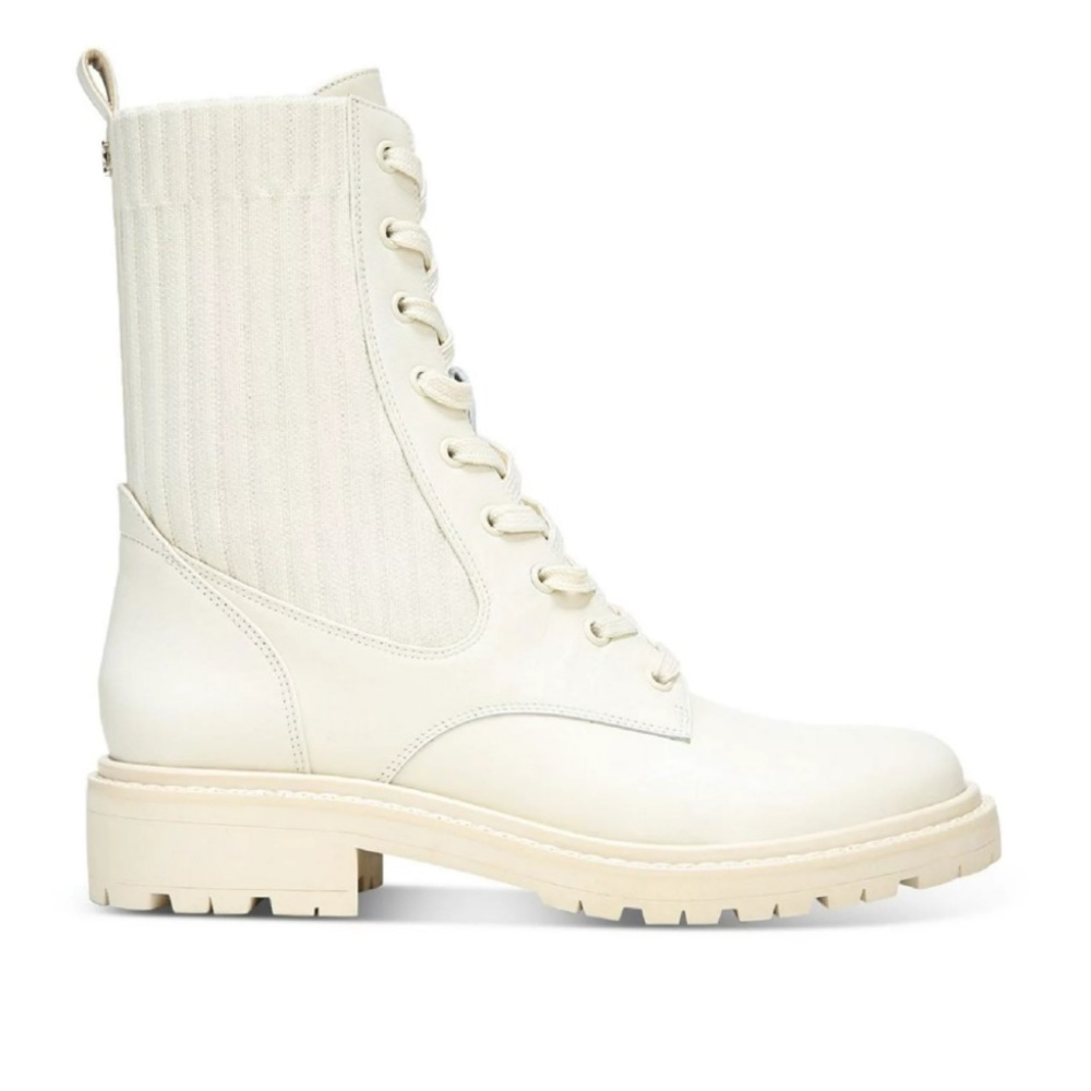 Sam Edelman Lydell Suede Lace Up Ankle Boots Ivory Size 8